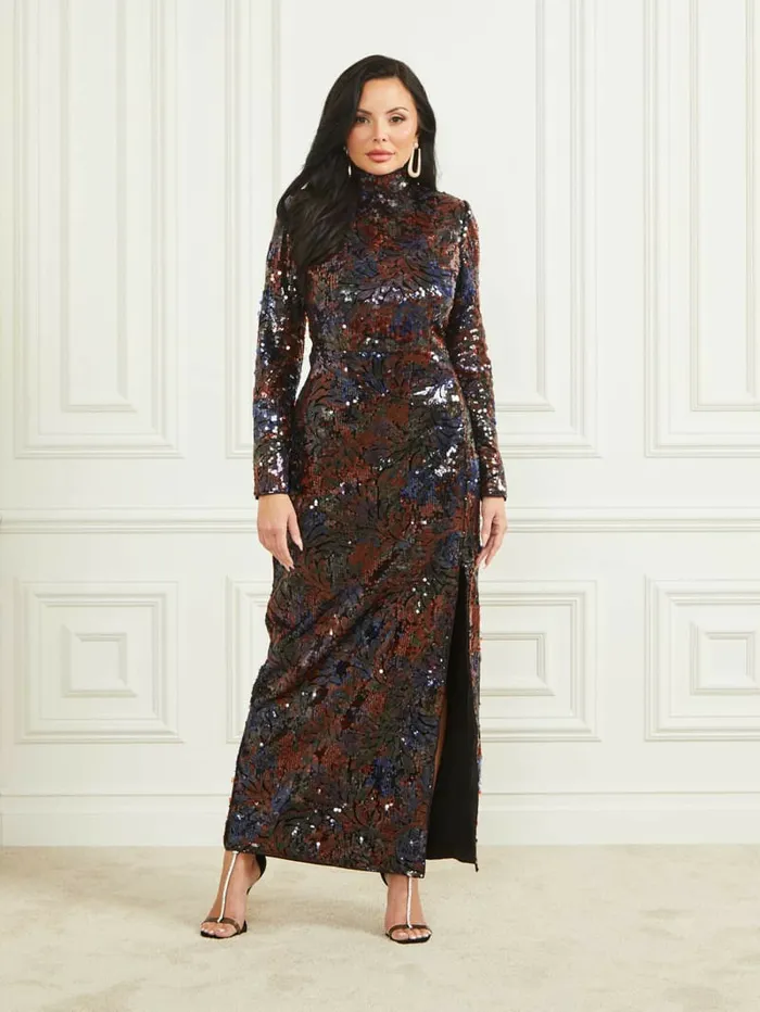 Jasmine Sequin Long Dress Delight Sequins Women Dresses and Jumpsuits GUESS