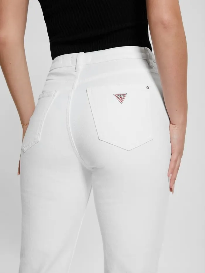 Jeans and Denim Women Destroyed Mom Jeans Pure White Multi GUESS