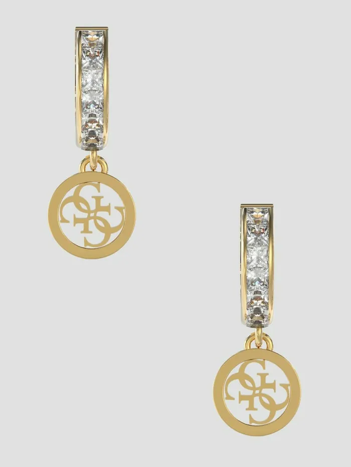 Jewelry GUESS Women GoldTone Quattro G Huggie Hoop Earrings Yellow Gold