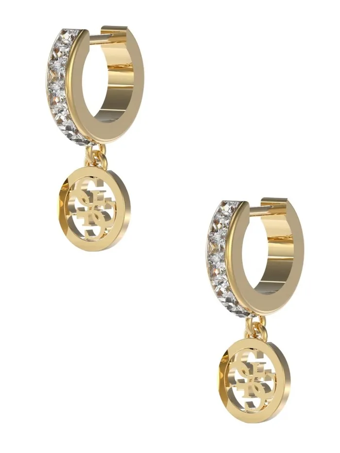 Jewelry GUESS Women GoldTone Quattro G Huggie Hoop Earrings Yellow Gold Jewelry GUESS Women GoldTone Quattro G Huggie Hoop Earrings Yellow Gold