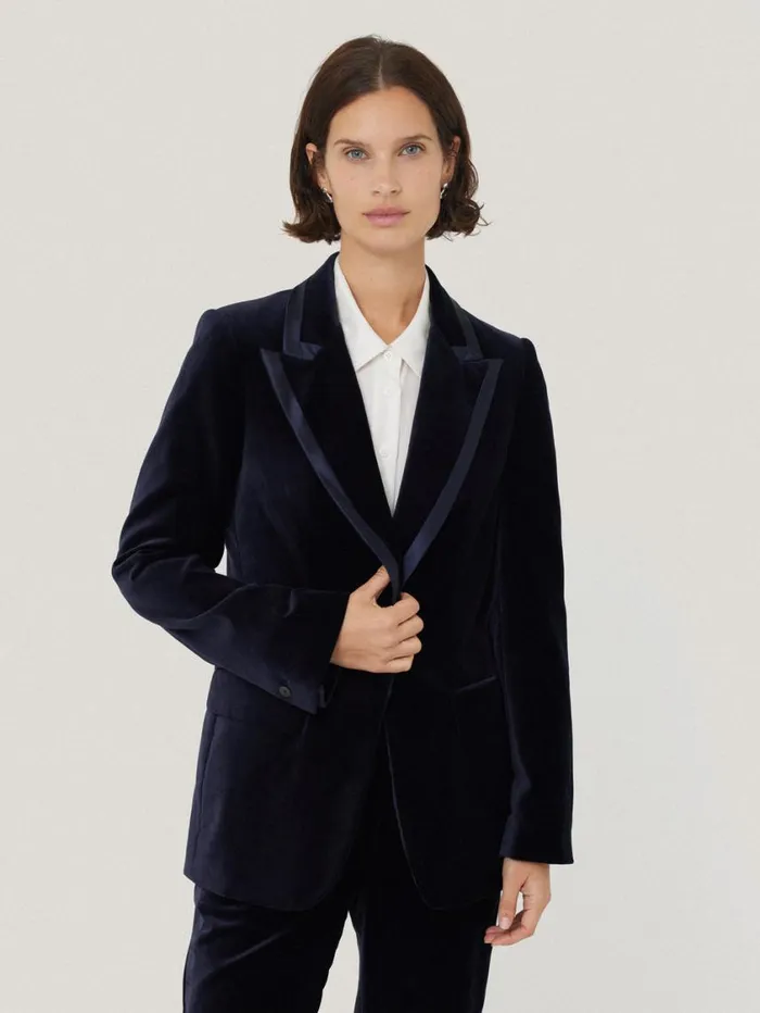 Jigsaw Ashby Velvet Blazer Navy Women Coords