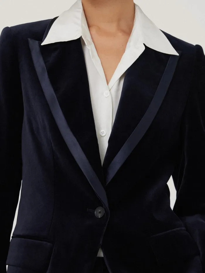 Jigsaw Ashby Velvet Blazer Navy Women Coords