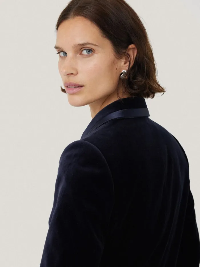 Jigsaw Ashby Velvet Blazer Navy Women Coords