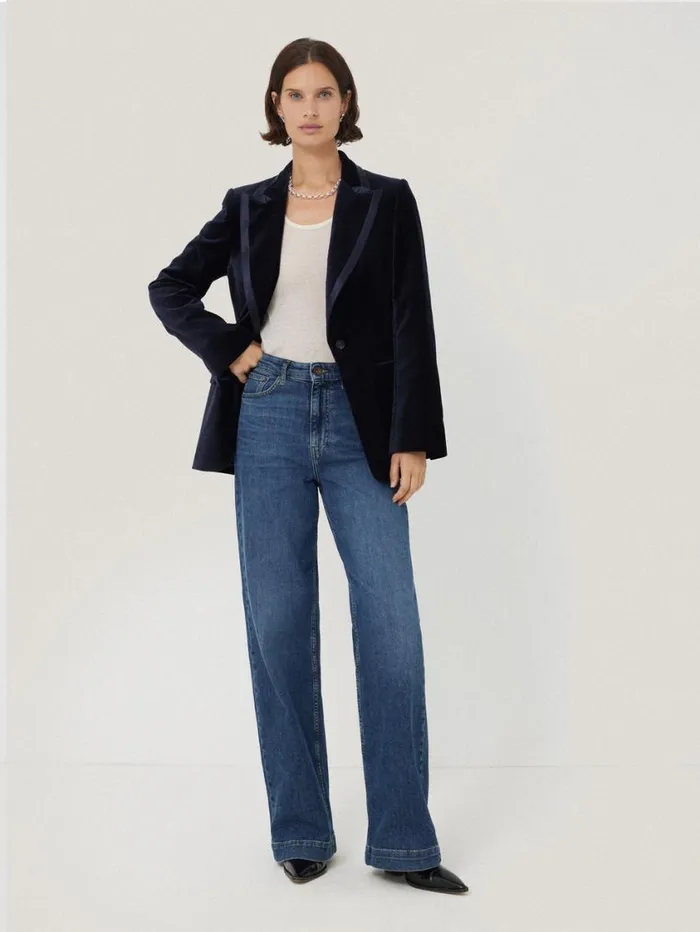 Jigsaw Ashby Velvet Blazer Navy Women Coords