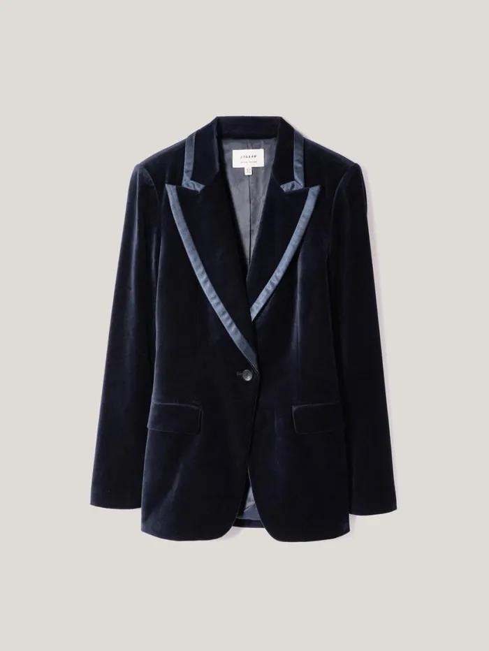 Jigsaw Ashby Velvet Blazer Navy Women Coords