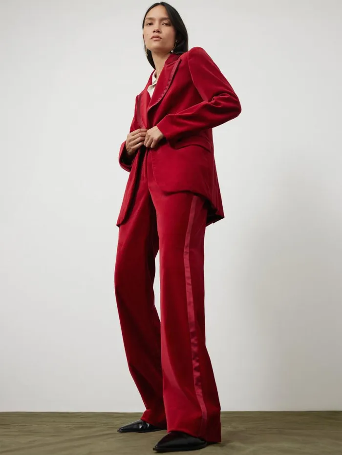 Jigsaw Ashby Velvet Blazer Red Women Coords