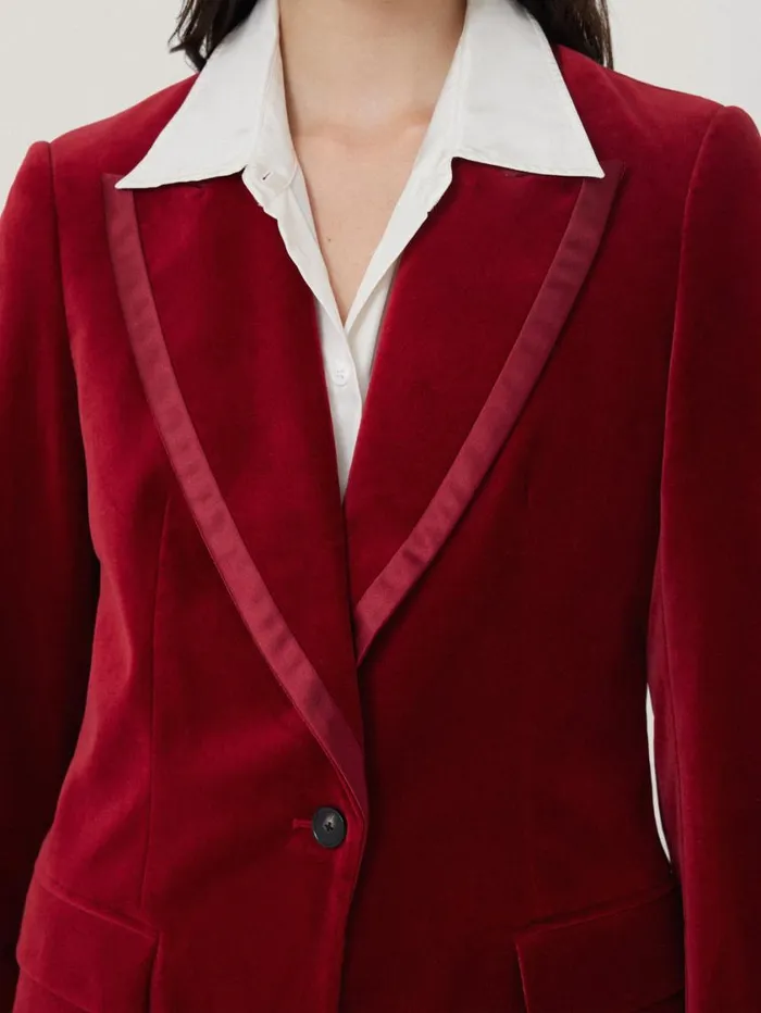 Jigsaw Ashby Velvet Blazer Red Women Coords