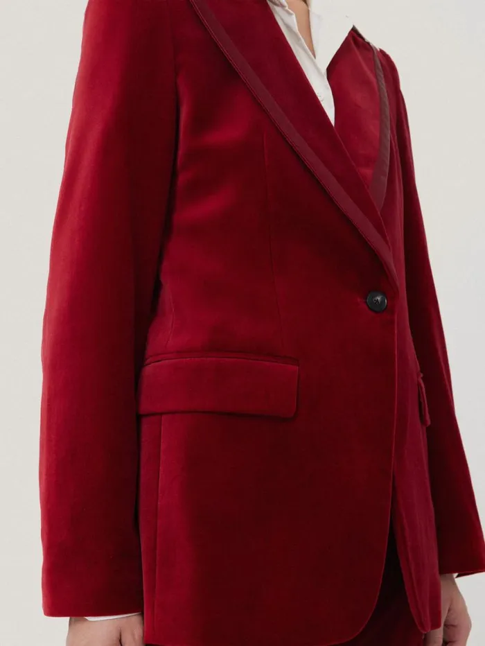 Jigsaw Ashby Velvet Blazer Red Women Coords
