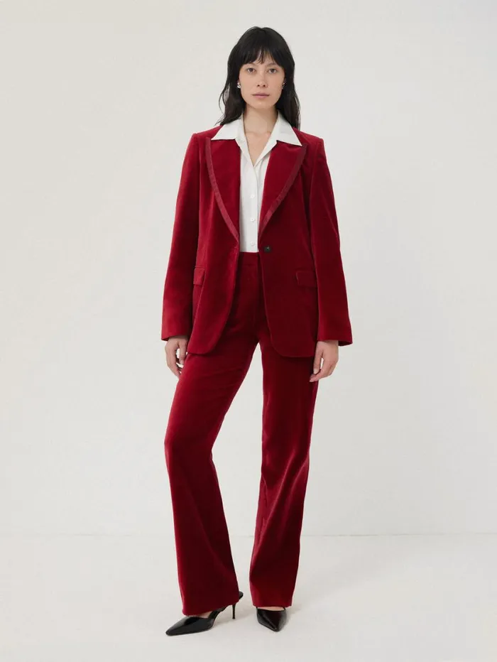 Jigsaw Ashby Velvet Blazer Red Women Coords