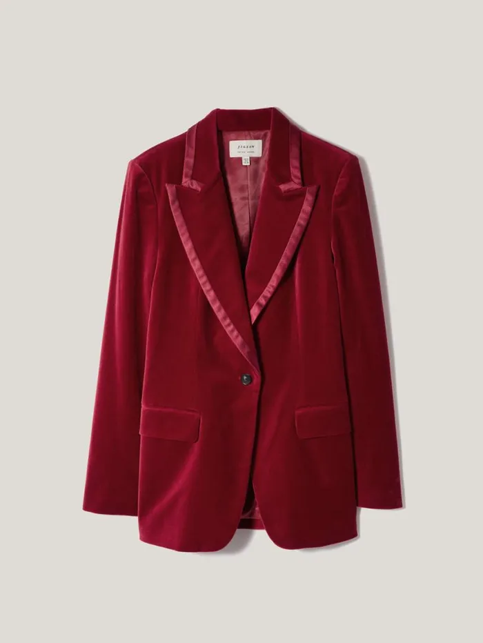 Jigsaw Ashby Velvet Blazer Red Women Coords