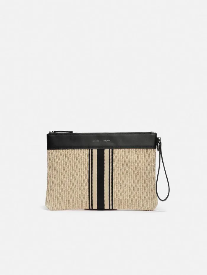 Jigsaw Athena Stripe Woven Pouch Natural Women Bags