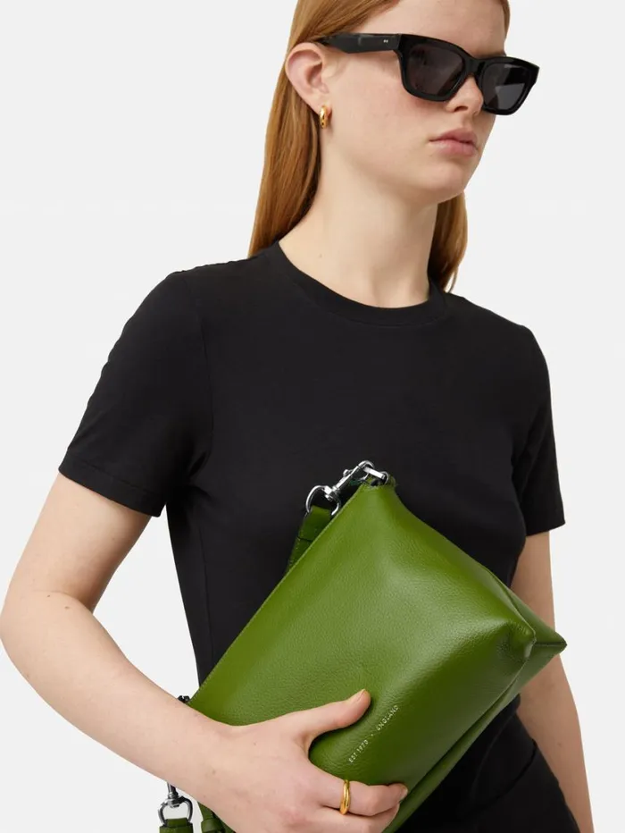 Jigsaw Ava Pebble Leather Crossbody Green Women Leather