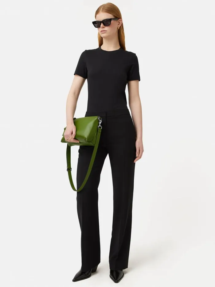 Jigsaw Ava Pebble Leather Crossbody Green Women Leather