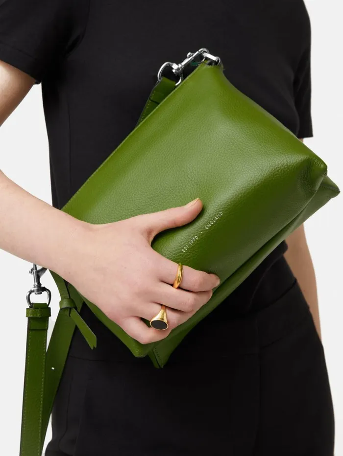 Jigsaw Ava Pebble Leather Crossbody Green Women Leather