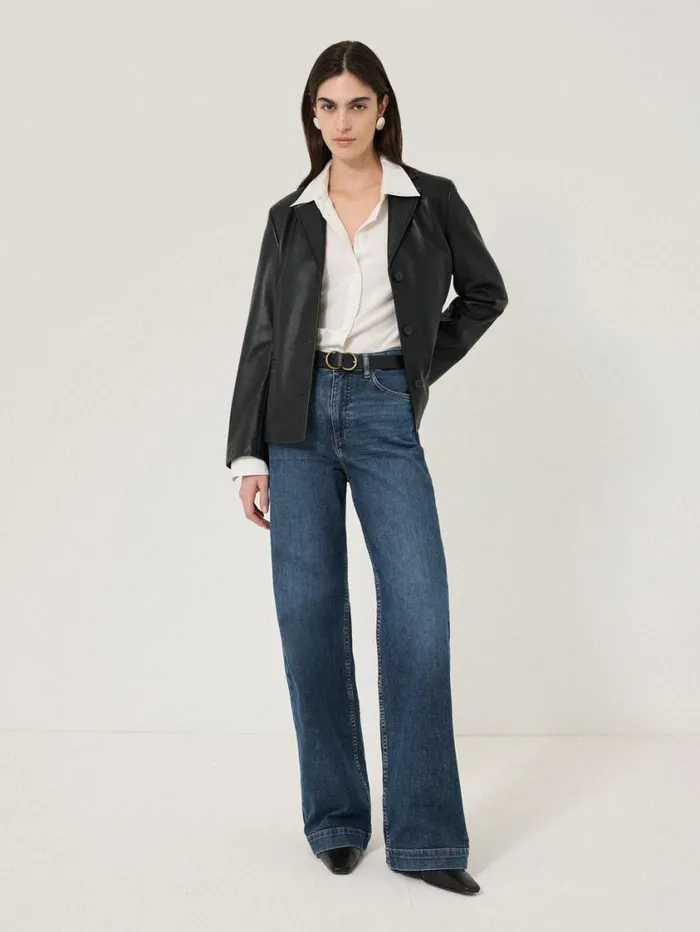 Jigsaw Balfour Long Wide Leg Jean Vintage Mid Blue Women Denim