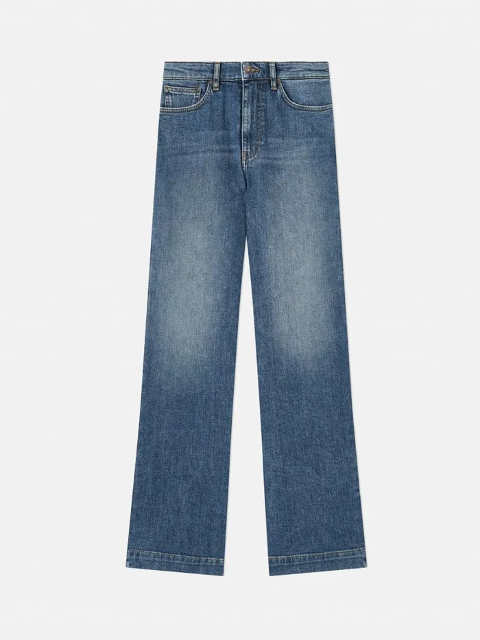 Jigsaw Balfour Long Wide Leg Jean Vintage Mid Blue Women Denim