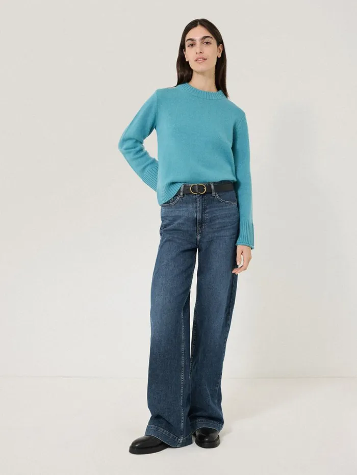 Jigsaw Balfour Long Wide Leg Jean Vintage Mid Blue Women Denim