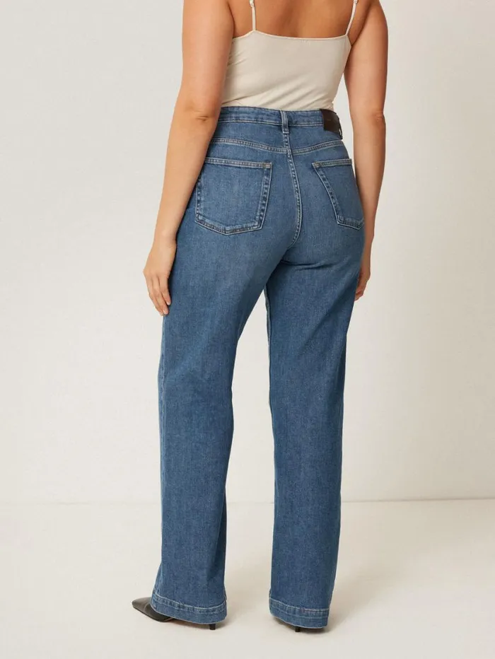 Jigsaw Balfour Long Wide Leg Jean Vintage Mid Blue Women Denim