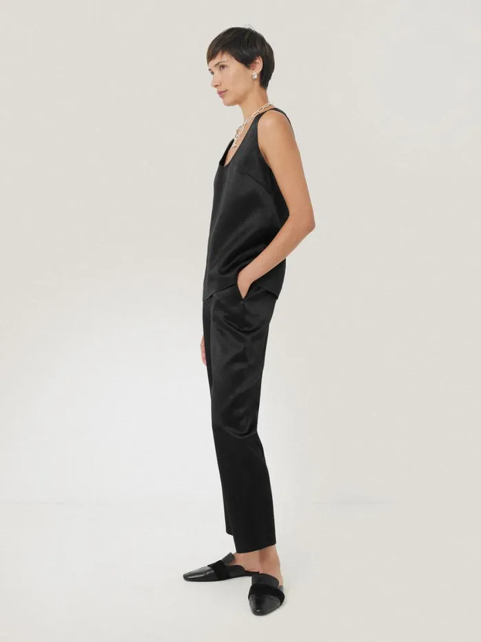 Jigsaw Bonded Satin Tank Top Black Women Party