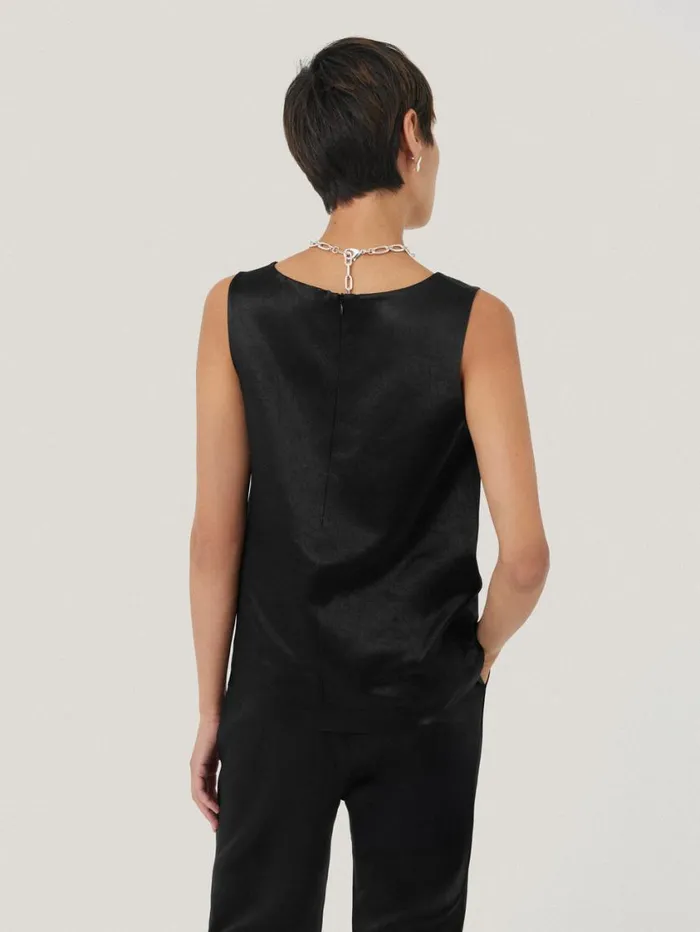 Jigsaw Bonded Satin Tank Top Black Women Party
