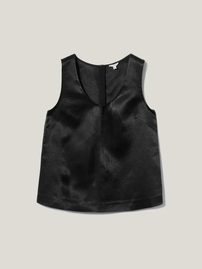 Jigsaw Bonded Satin Tank Top Black Women Party