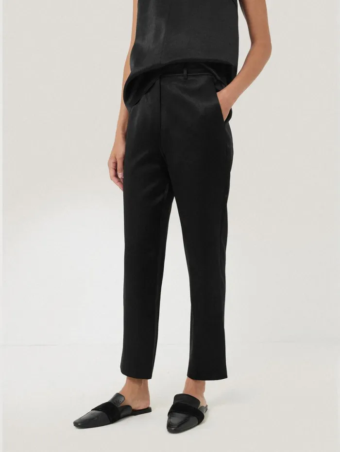 Jigsaw Bonded Satin Trouser Black Women Coords