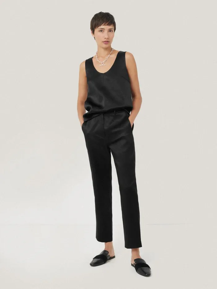 Jigsaw Bonded Satin Trouser Black Women Coords