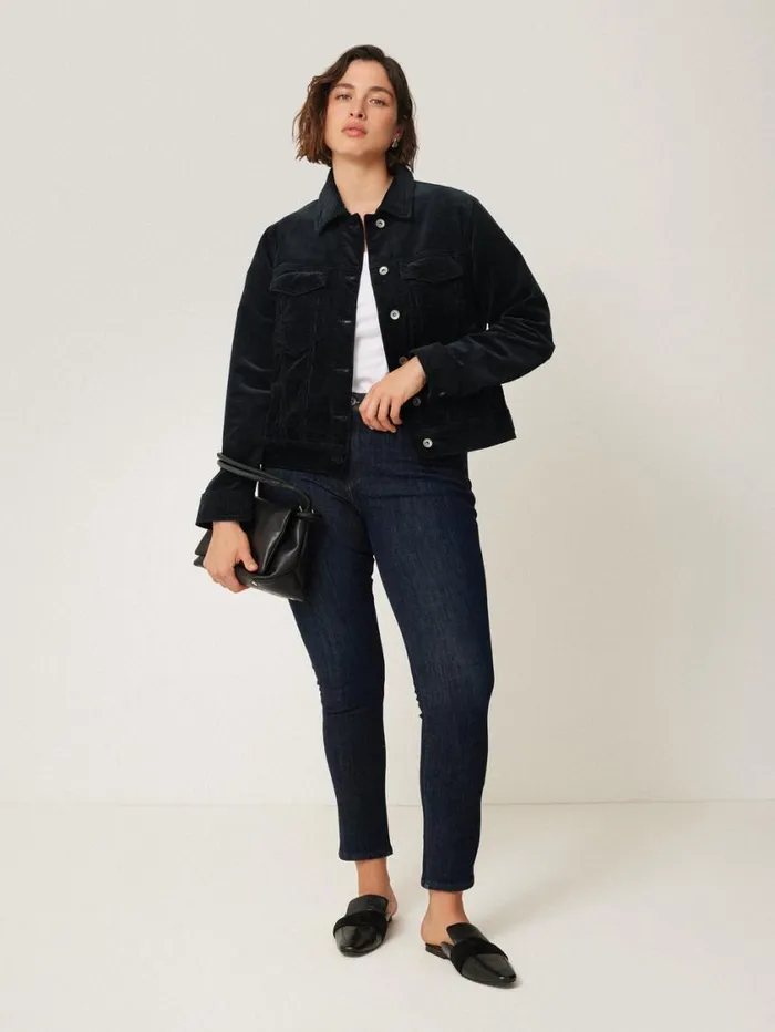 Jigsaw Boxy Cord Trucker Jacket Navy Women Coords
