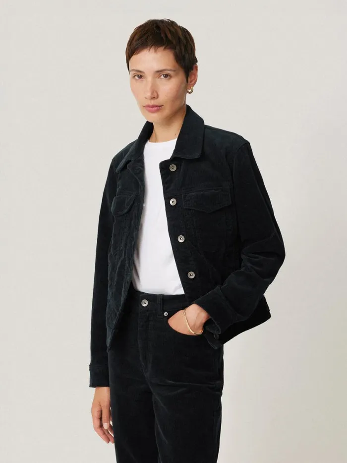 Jigsaw Boxy Cord Trucker Jacket Navy Women Coords