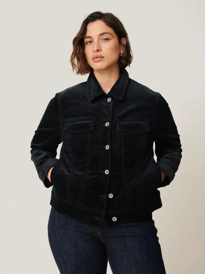 Jigsaw Boxy Cord Trucker Jacket Navy Women Coords
