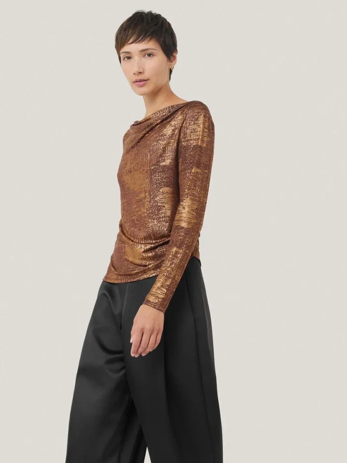 Jigsaw Brushed Bronze Cowl Top Bronze Women Shirts and Tops