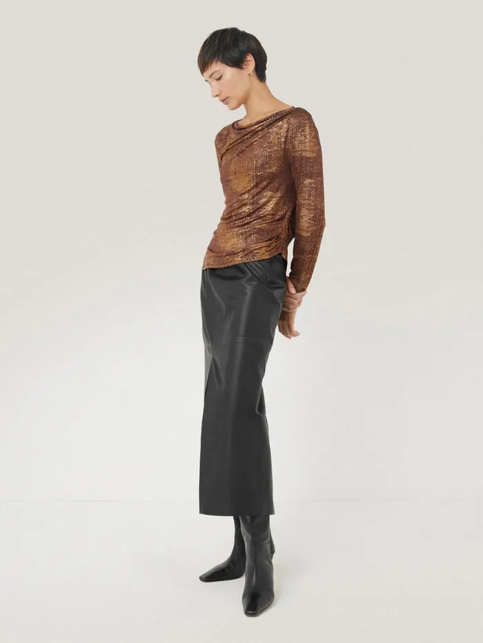 Jigsaw Brushed Bronze Cowl Top Bronze Women Shirts and Tops