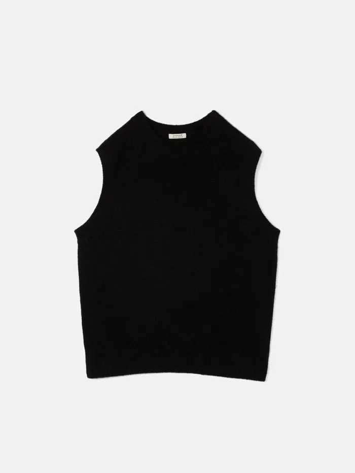 Jigsaw Cashmere Crew Neck Tank Black Women Knitwear and Cashmere