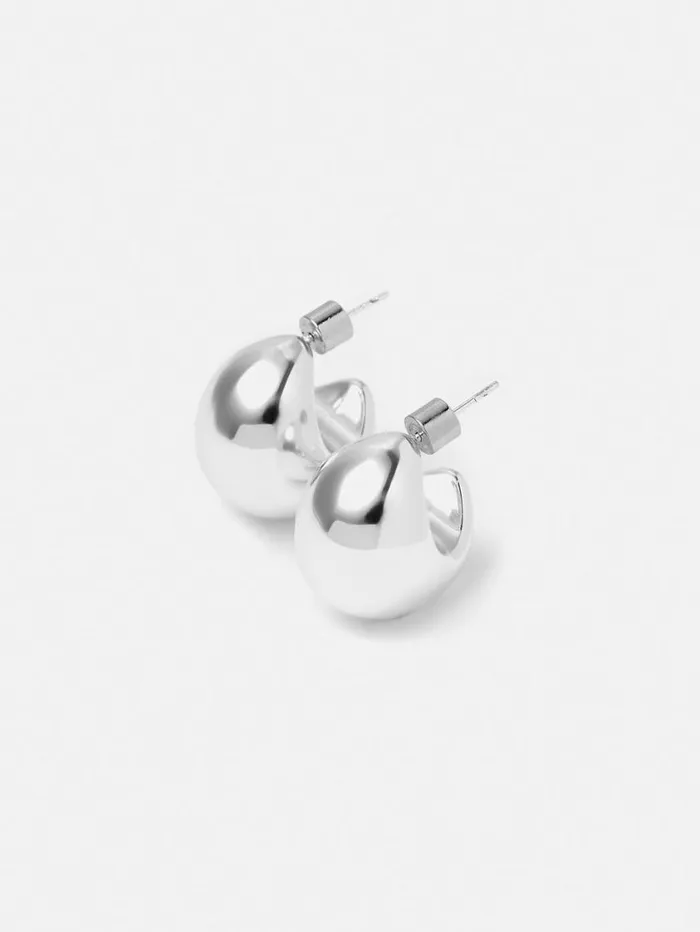 Jigsaw Chunky Dome Earrings Silver Women Jewellery