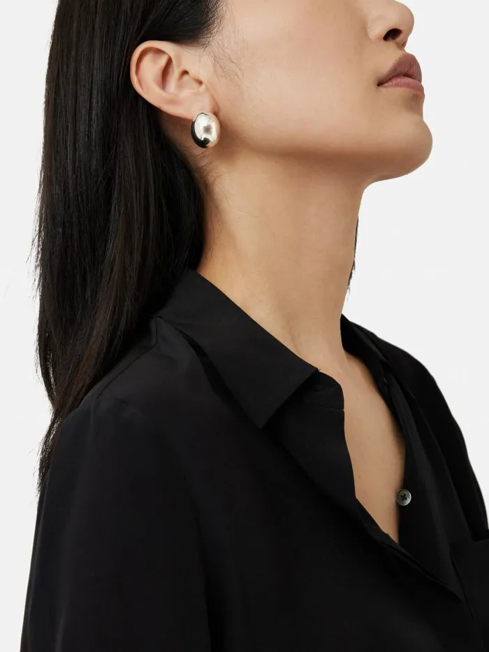 Jigsaw Chunky Dome Earrings Silver Women Jewellery