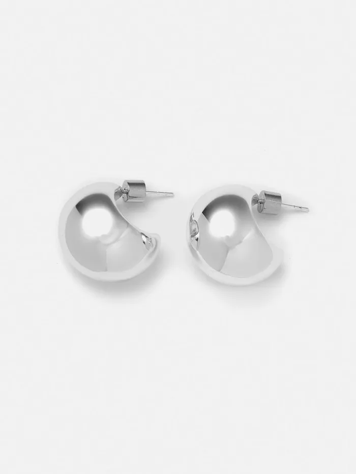 Jigsaw Chunky Dome Earrings Silver Women Jewellery