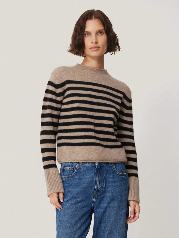 Jigsaw Cloud Cashmere Eldon Stripe Neutral Women Knitwear and Cashmere