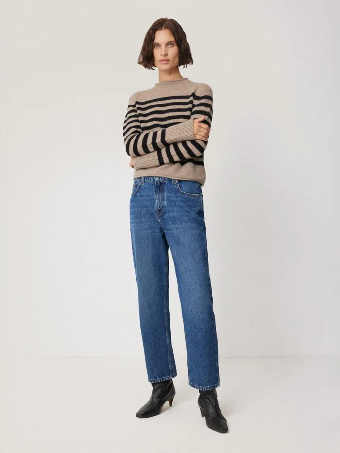 Jigsaw Cloud Cashmere Eldon Stripe Neutral Women Knitwear and Cashmere