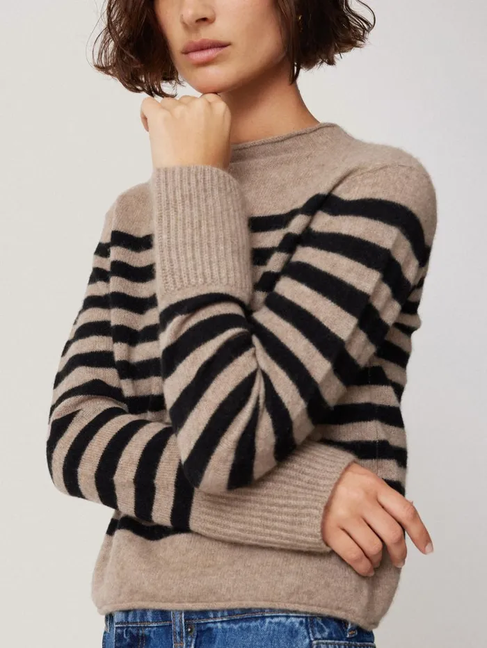 Jigsaw Cloud Cashmere Eldon Stripe Neutral Women Knitwear and Cashmere