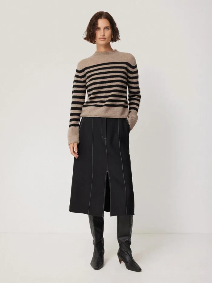 Jigsaw Cloud Cashmere Eldon Stripe Neutral Women Knitwear and Cashmere