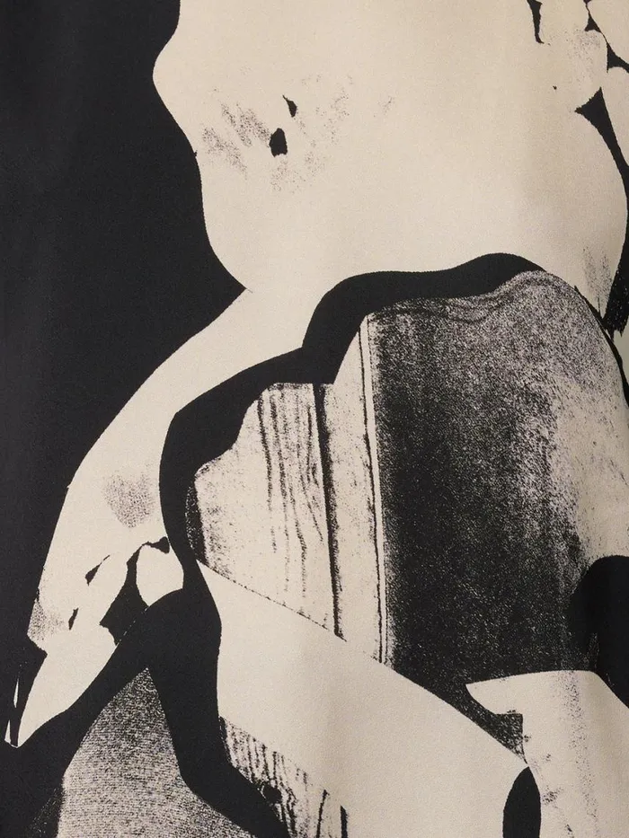 Jigsaw Collage Print Drape Top Monochrome Women Shirts and Tops