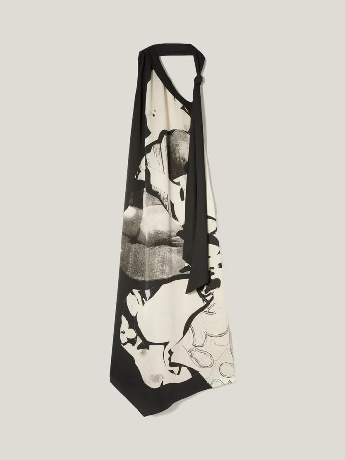 Jigsaw Collage Print Scarf Dress Monochrome Women Dresses and Jumpsuits
