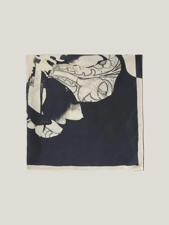 Jigsaw Collage Silk Twill Scarf Monochrome Women Ponchos and Scarves