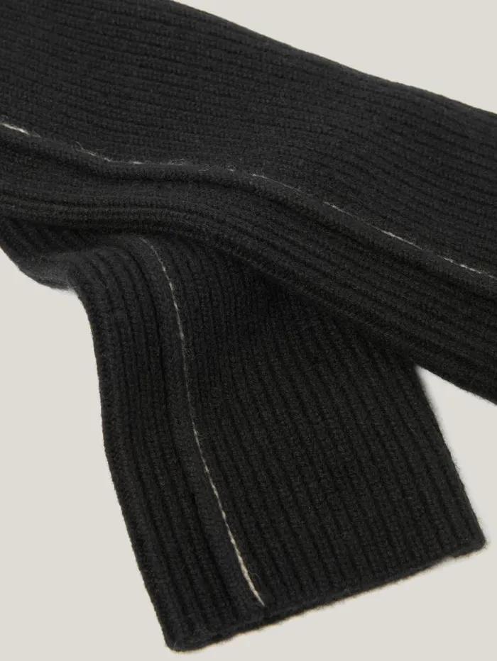 Jigsaw Contrast Stitch Mitten Black Women Hats and Gloves