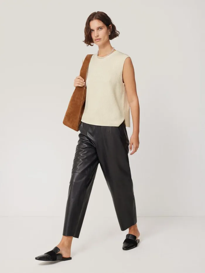 Jigsaw Cotton Blend Crew Tank Ivory Women Knitwear and Cashmere
