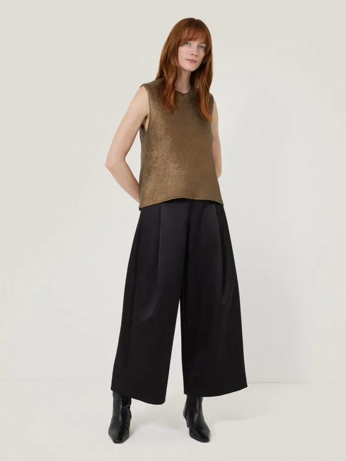 Jigsaw Cotton Metallic Crew Tank Gold Women Party