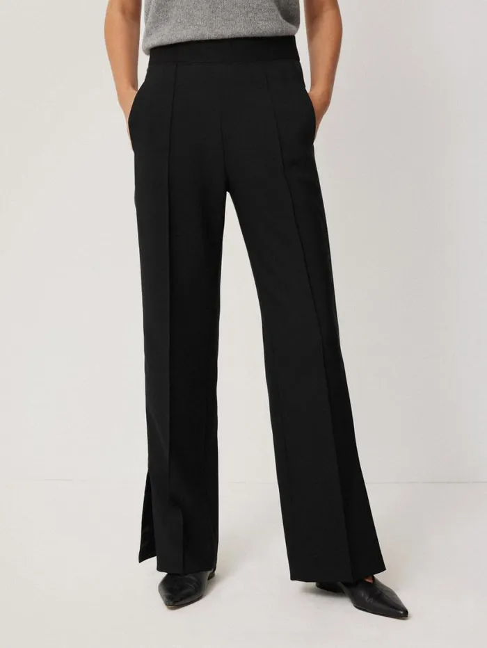 Jigsaw Crepe Split Hem Jogger Black Women Trousers