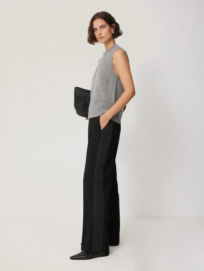 Jigsaw Crepe Split Hem Jogger Black Women Trousers