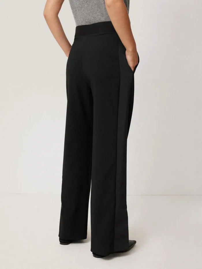 Jigsaw Crepe Split Hem Jogger Black Women Trousers