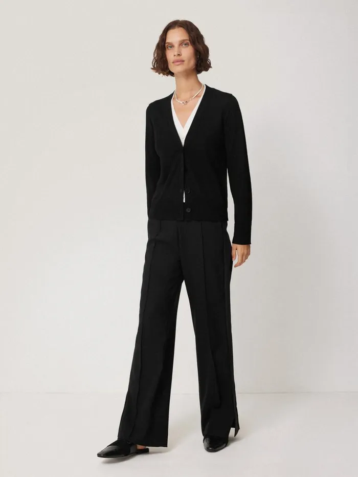 Jigsaw Crepe Split Hem Jogger Black Women Trousers